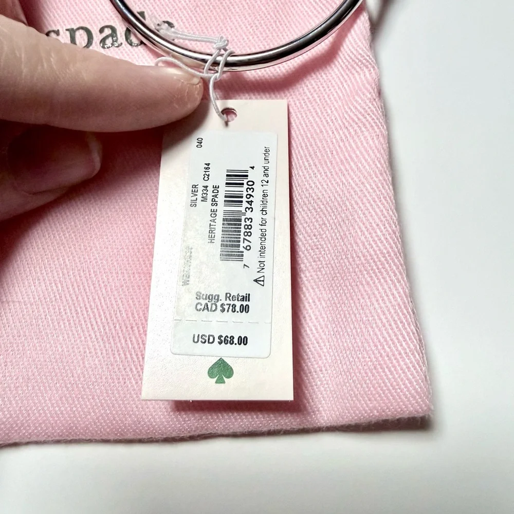 NWTKate spade silver heart arrow open bangle bracelet - Picture 2 of 12